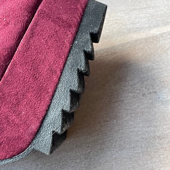 Forever 21 Womens Size 8.5 Heels Wine Faux Suede Peep Toe Platform Stilleto New - Picture 12 of 13